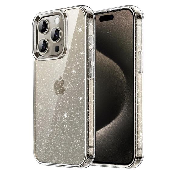 JETech Case for iPhone 15 Pro Max Shock-Absorption Bumper Cover HD Clear Glitter - Picture 4 of 6